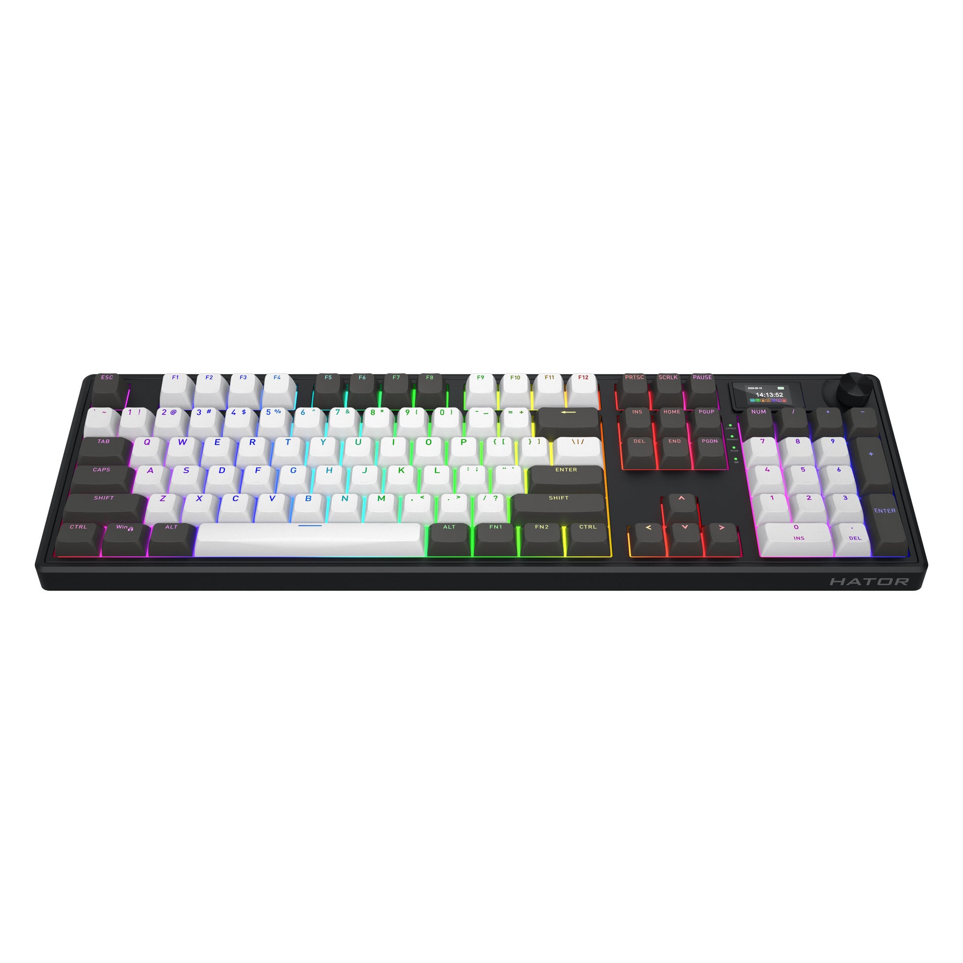 Hator skyfall pro sans fil, clavier de jeu (noir, disposition américaine, hator aurum vanille silencieux, RVB, pbt double-shot, échange à chaud, bluetooth usb-c 2,4 GHz)