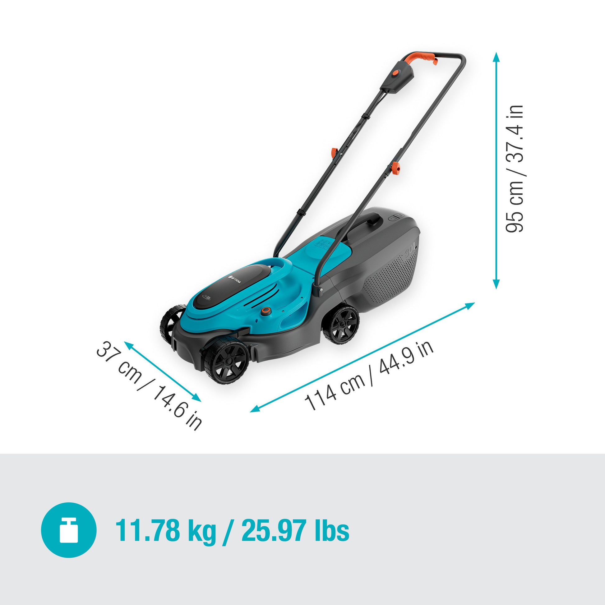 Gardena tondeuse à gazon à batterie easymax 3218v p4a set 40