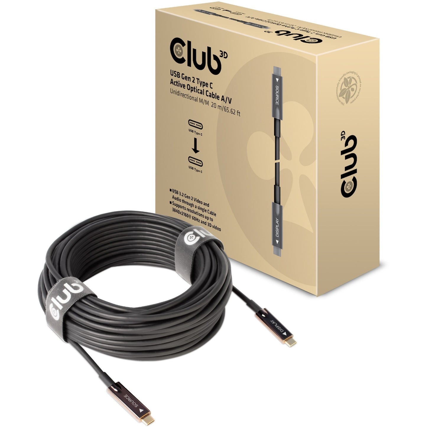 Club 3D USB-C GEN 2 OPTIQUE ACTIVE A V UNIDIRECTIONNEL M M