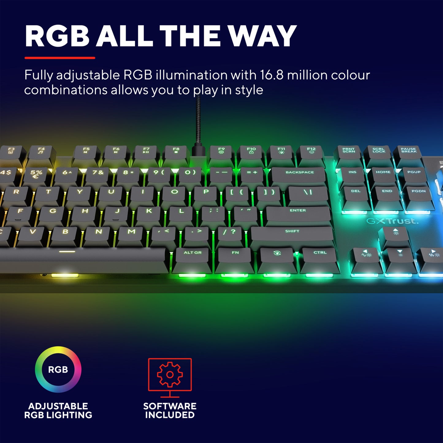 Trust GXT 866 Torix Gaming mécanique de haute qualité-toetse