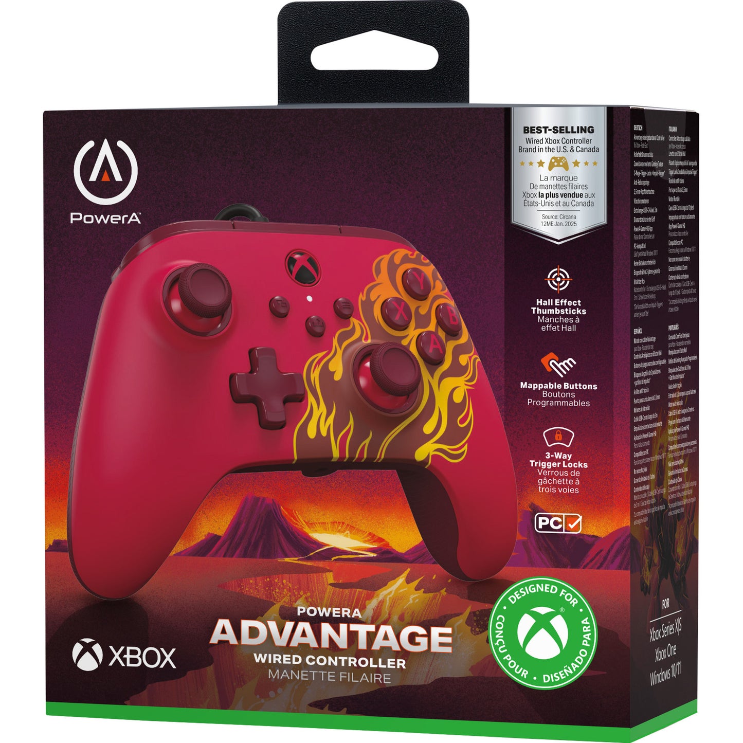 Manette Powera Advantage avec câble pour Xbox Series X|s - Red Fire (rouge, Xbox Series X|s, Xbox One, PC)