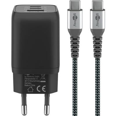 GOOBAY USB-C Snell Charger Nano (65 W) et câble textile USB-C