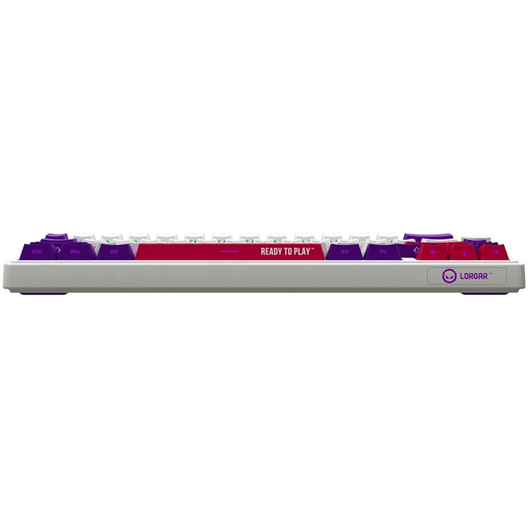 Lorgar kbp70mw, clavier de jeu (blanc, disposition américaine, violet toxique logar, 65%, rvb, remplaçable à chaud, pbt double-shot, bluetooth 2.4ghz usb)