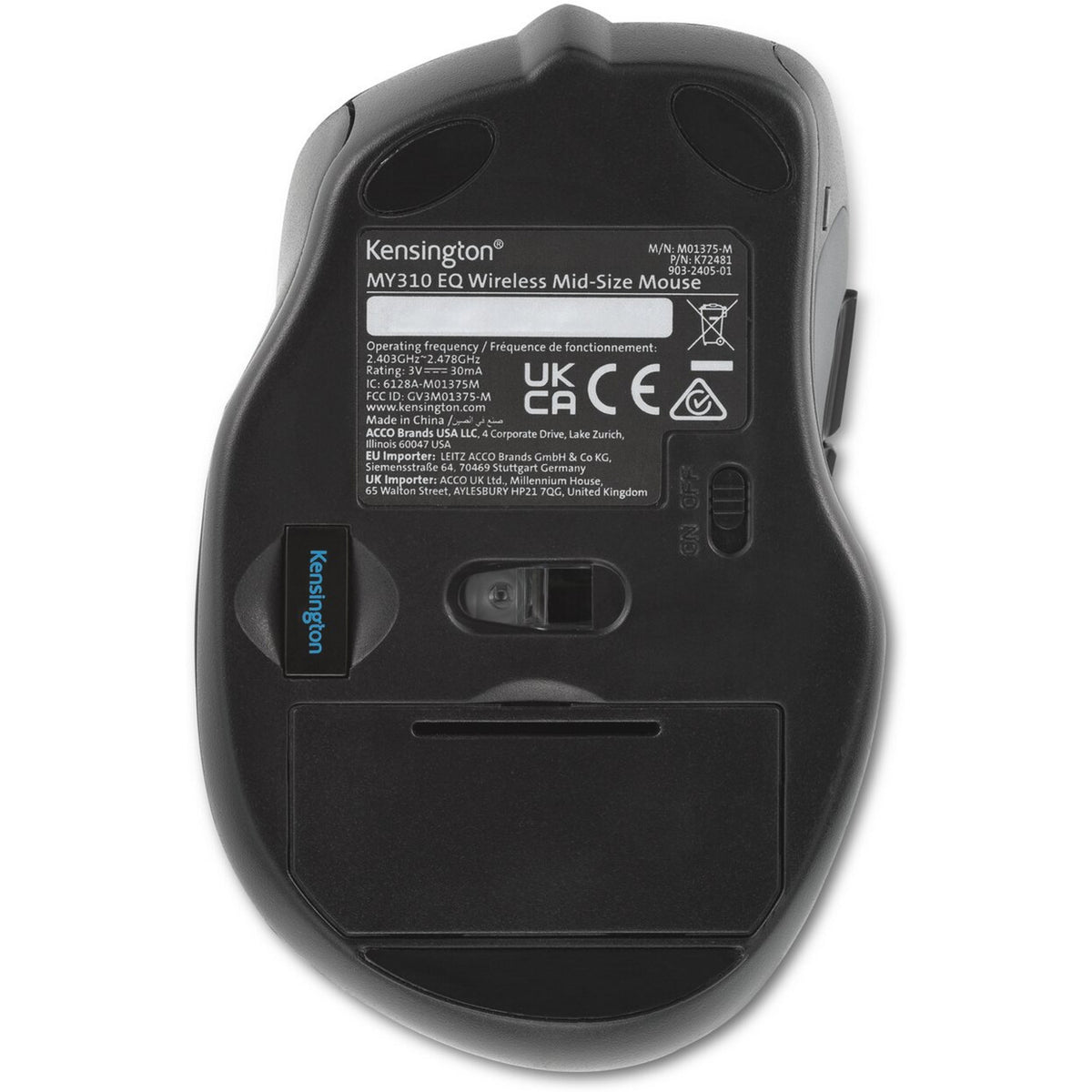 Souris Kensington my310 eq (noire, 800 - 1600 dpi, 2,4 GHz)