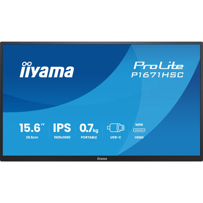 Moniteur Iiyama Prolite P1671HSC-B1 15,6 (noir (mat), mini HDMI (Type-C), 2x USB-C)
