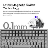 Clavier mécanique RVB Keychron K2 HE-F1C Concrete Edition (noir, disposition américaine (QWERTY), nébuleuse magnétique à double rail Gateron, 75 %, LED RVB, PBT osa double-shot, échange à chaud, 2,4 GHz | Bluetooth 5.2 | USB-C) - afbeelding 3