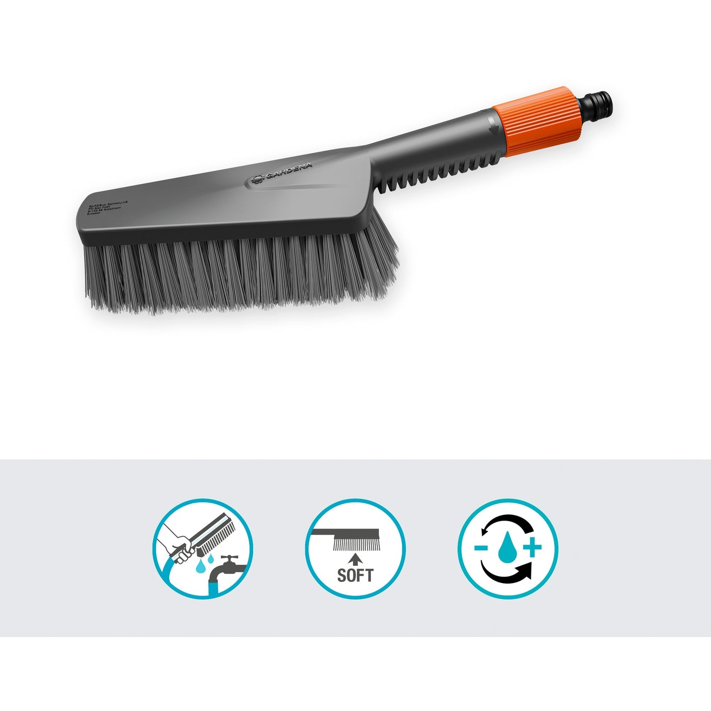Gardena CleanSystem Hand Brush M Soft, avec une connexion de tuyau