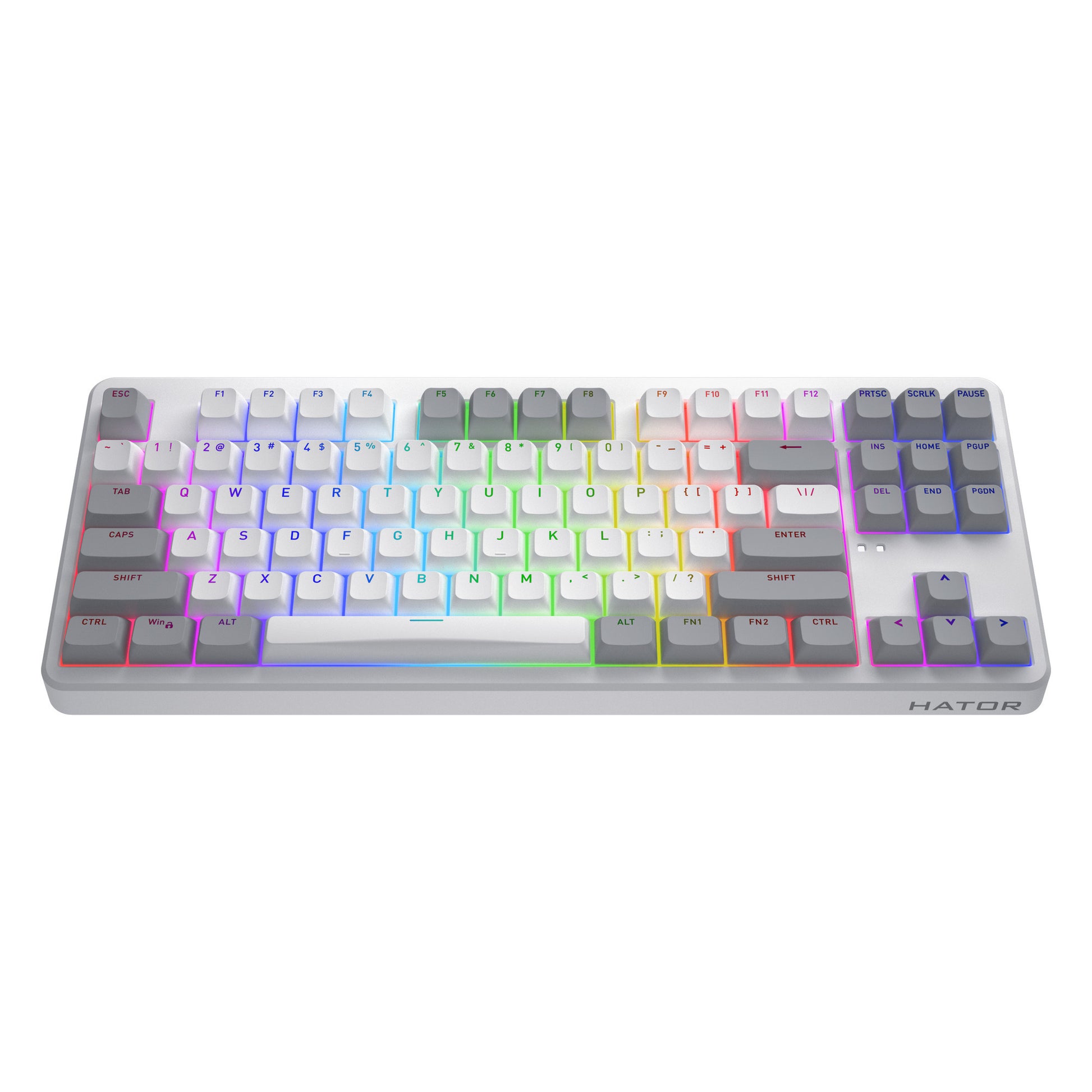 Hator rockfall 3 tkl sans fil, clavier de jeu (blanc, disposition américaine, hator aurum orange, RVB, touches PBT, hotswap, Bluetooth USB-C 2,4 GHz)