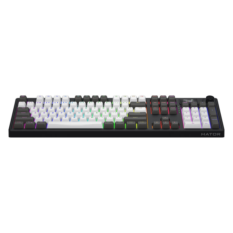 Hator skyfall pro sans fil, clavier de jeu (noir, disposition américaine, hator aurum vanille silencieux, RVB, pbt double-shot, échange à chaud, bluetooth usb-c 2,4 GHz)
