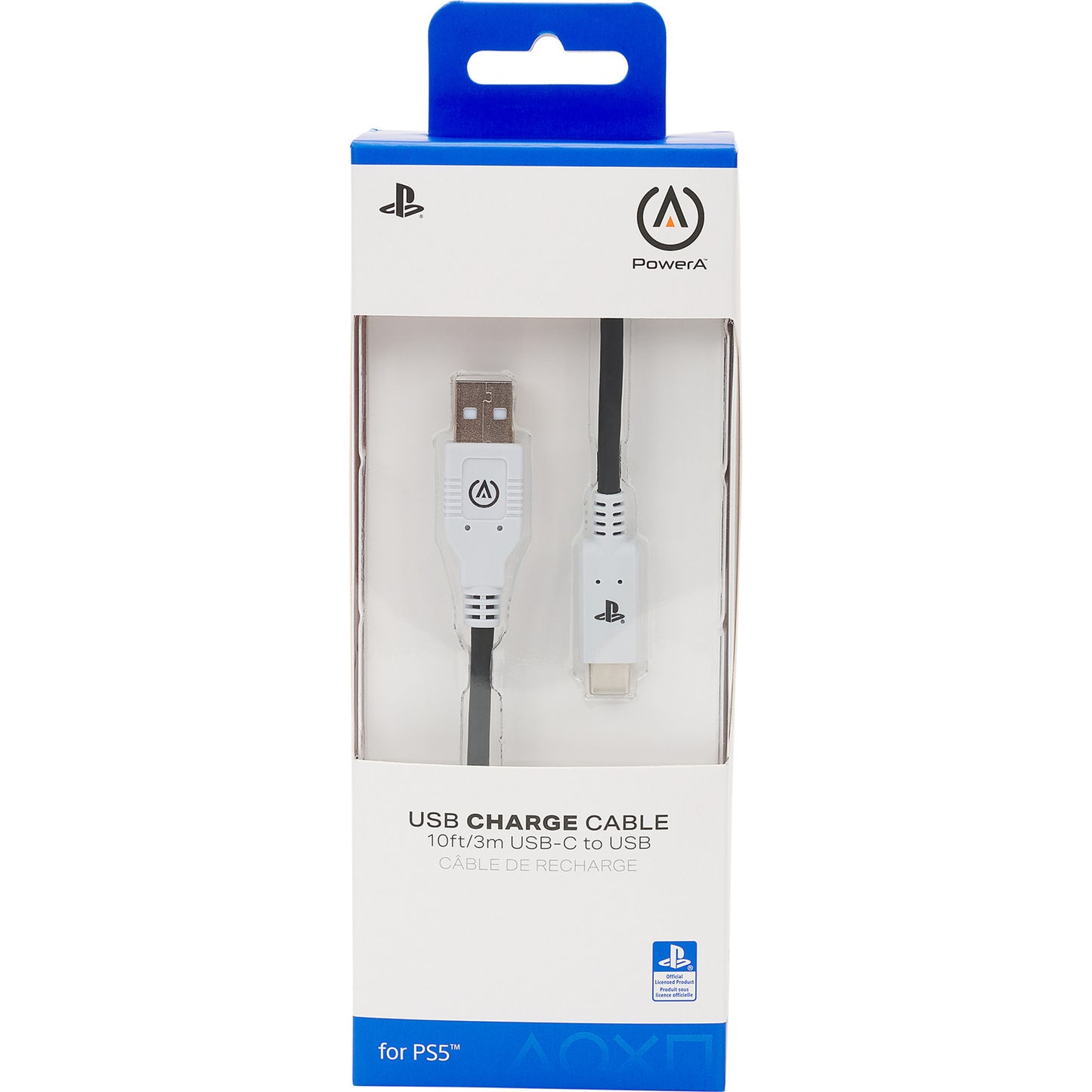 Câble Powera USB-C pour Playstation 5 (noir et blanc, 3 mètres)