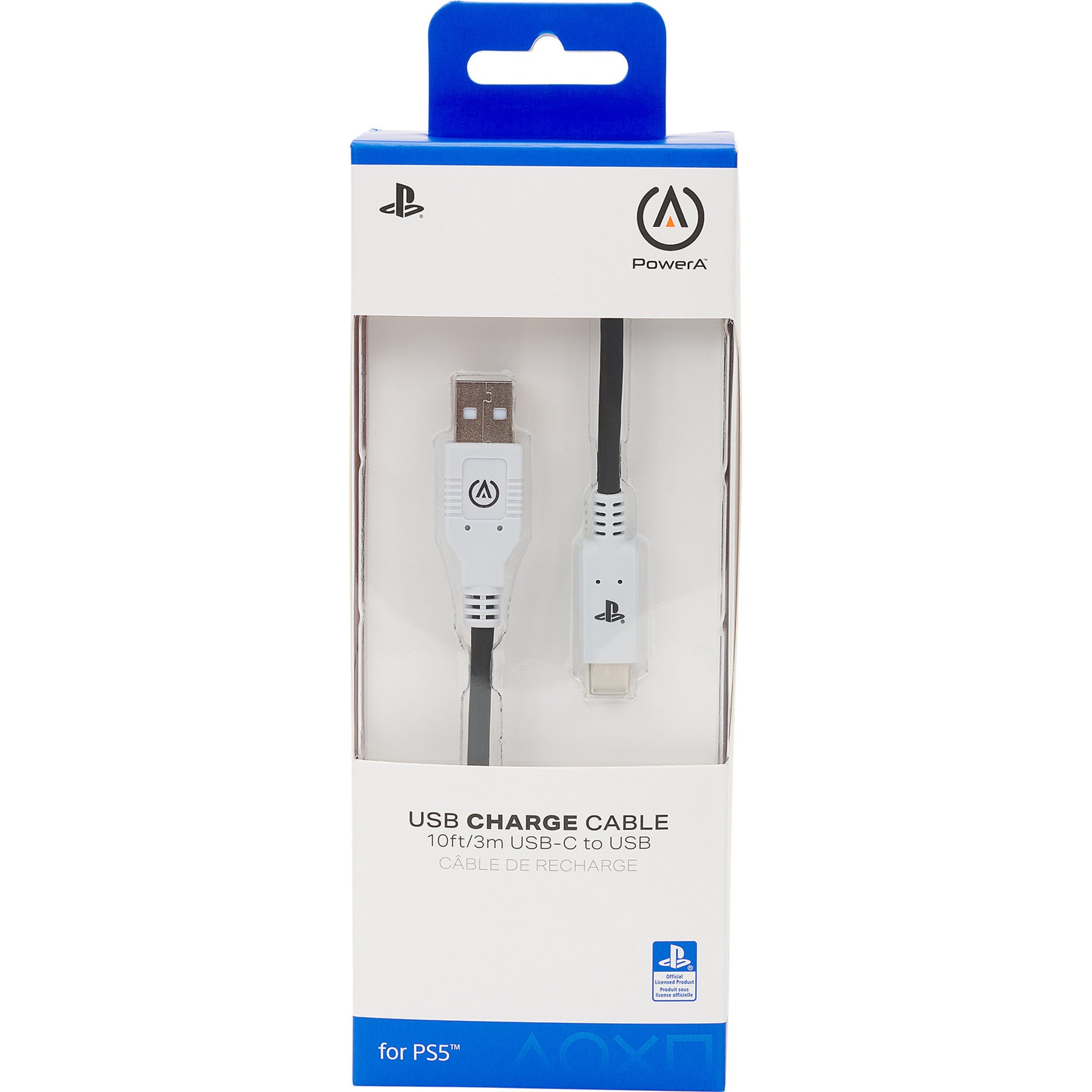 Câble Powera USB-C pour Playstation 5 (noir et blanc, 3 mètres)