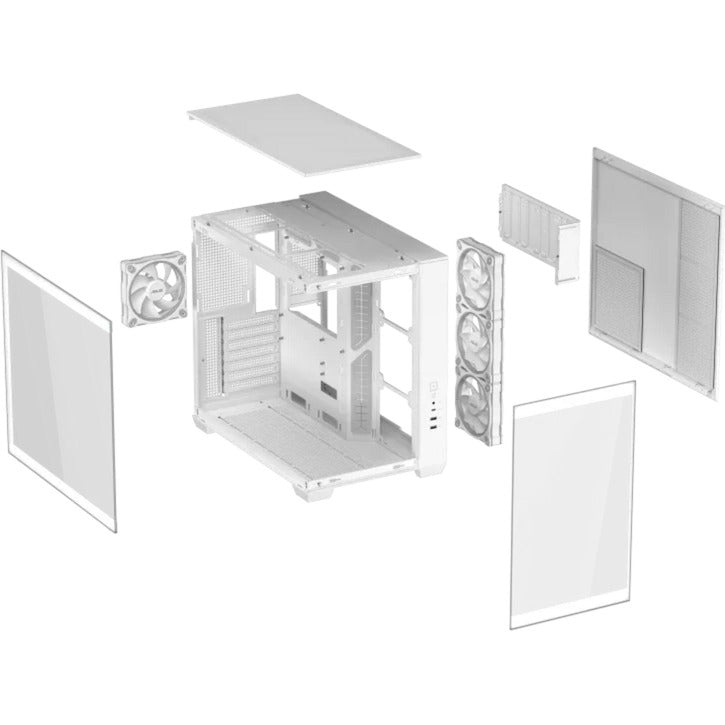 Boîtier tour midi Asus a32 plus (blanc | 2x USB-A | 1x USB-C | RVB | verre trempé)