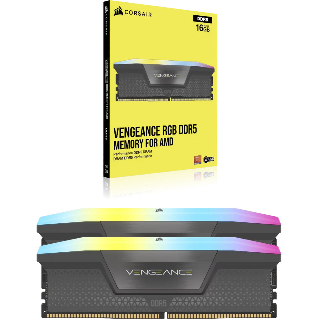 Corsair Vengeance RGB 32 Go DDR5-6000 (2x 16 Go) RAM (noir, cmh32gx5m2d6000z38, xmp, expo)
