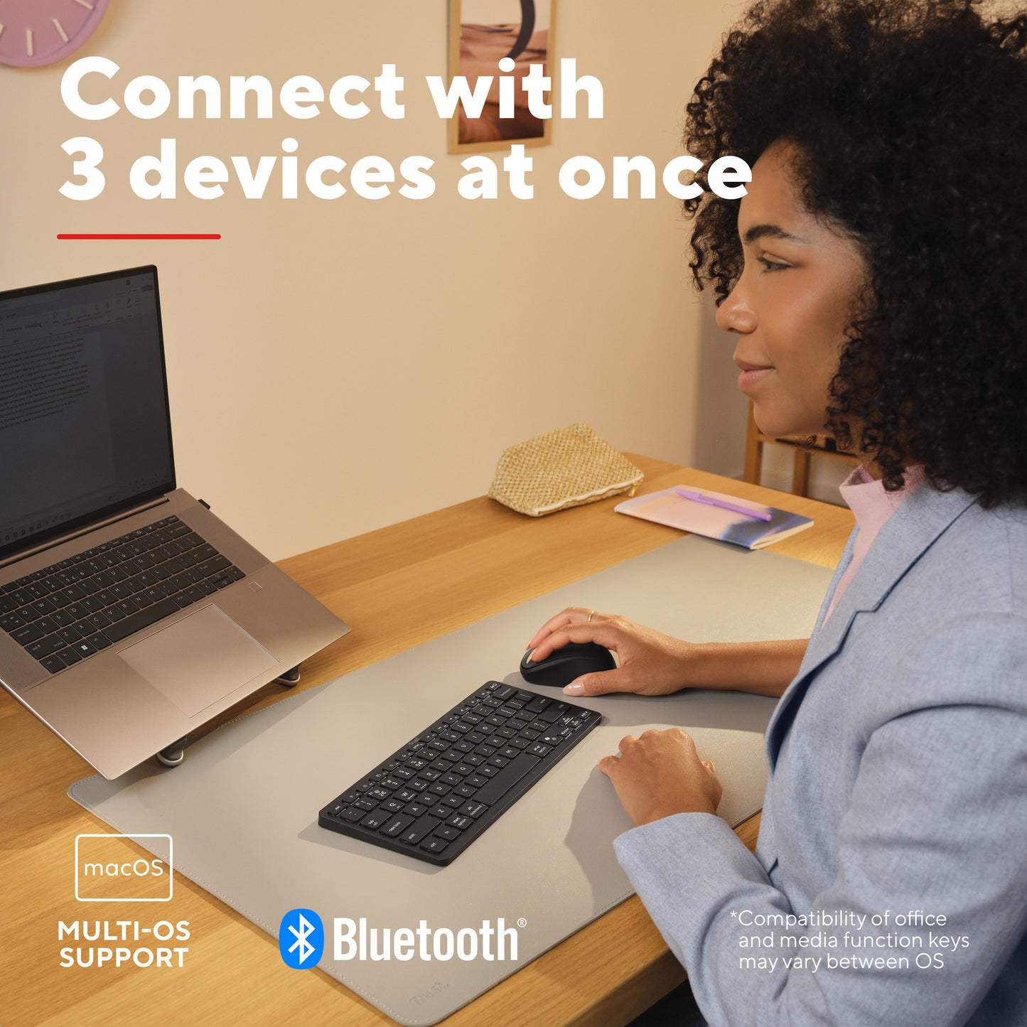 Clavier Bluetooth Trust Nado II (noir, disposition US, commutateurs ciseaux, Bluetooth)