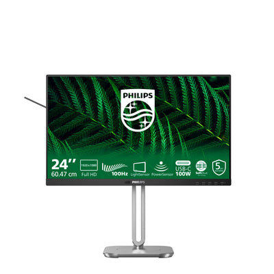 Moniteur Philips 24b2g5301 23,8 (noir argenté, VGA, HDMI, port d'affichage, USB-C, LAN, audio, 100 Hz)