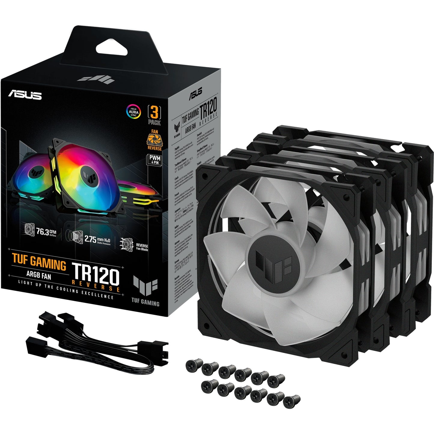 ASUS TUF GAMING TR120 Argb Reverse Fan Pack, 3 pièces