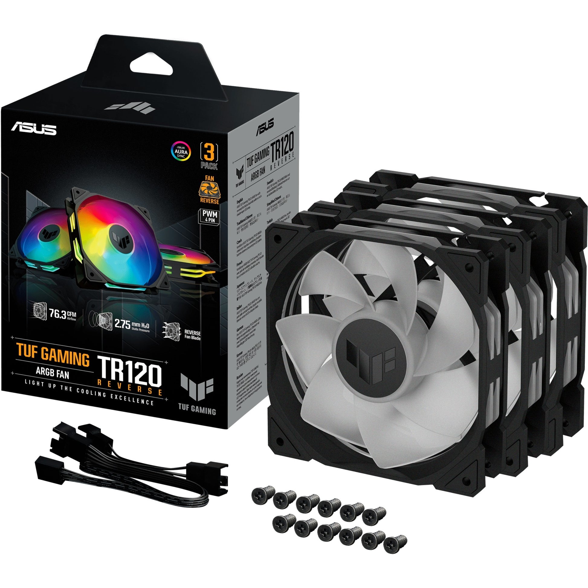 ASUS TUF GAMING TR120 Argb Reverse Fan Pack, 3 pièces