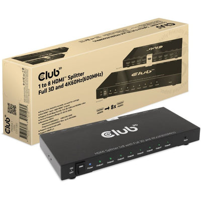 Club 3D 1 à 8 Spladeur HDMI complet 3D et 4K60Hz (600 MHz)