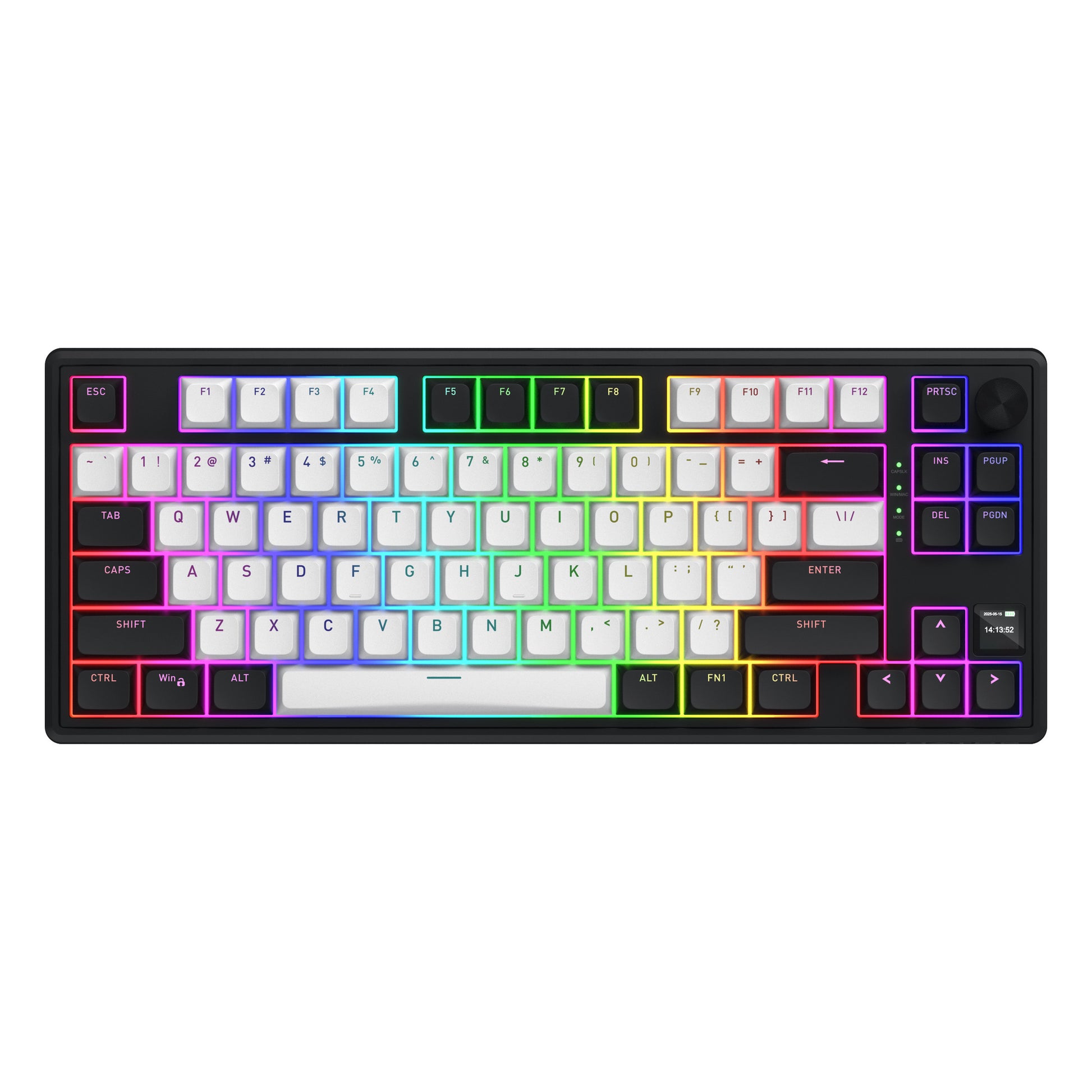 Hator skyfall mag ultima 8k sans fil, clavier de jeu (noir, disposition américaine, hator aurum ice, 80 % (tkl), RVB, double-shot pbt, hot-swap, 2,4 GHz Bluetooth USB-C)
