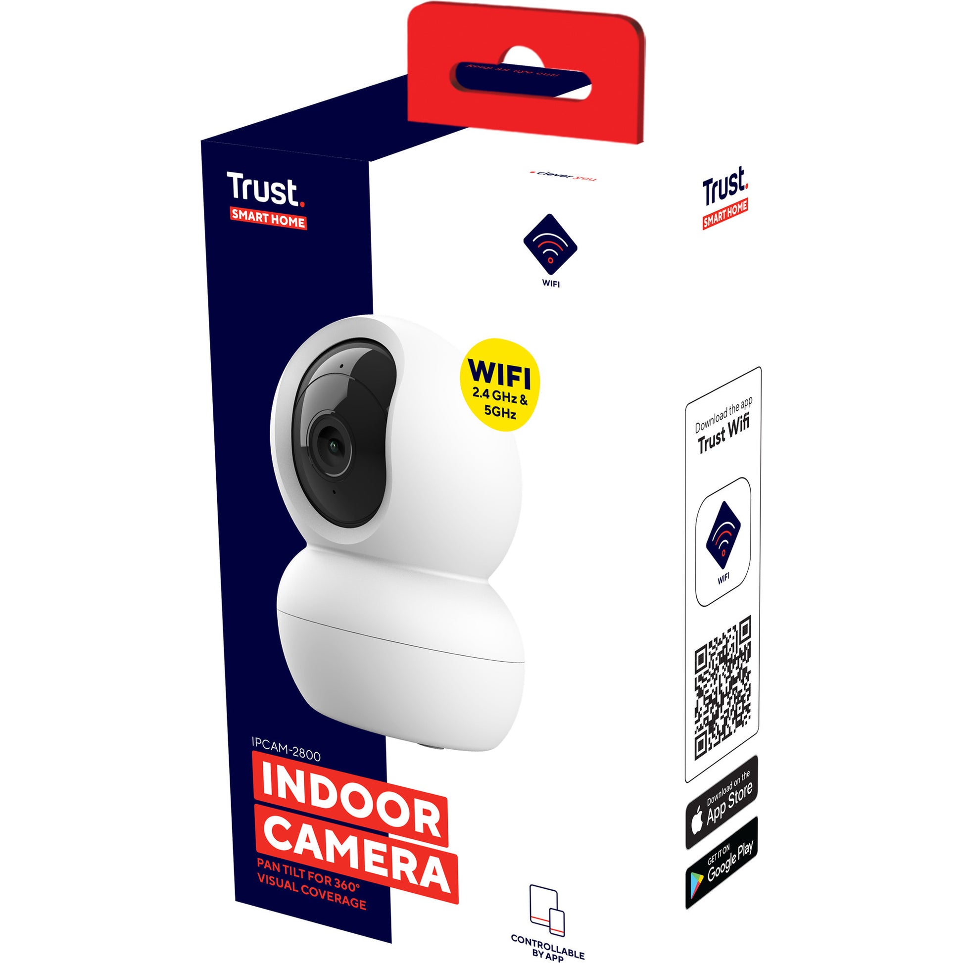 Caméra de sécurité Trust ipcam-2800 360° (blanche, WiFi 2,4 ou 5 GHz)