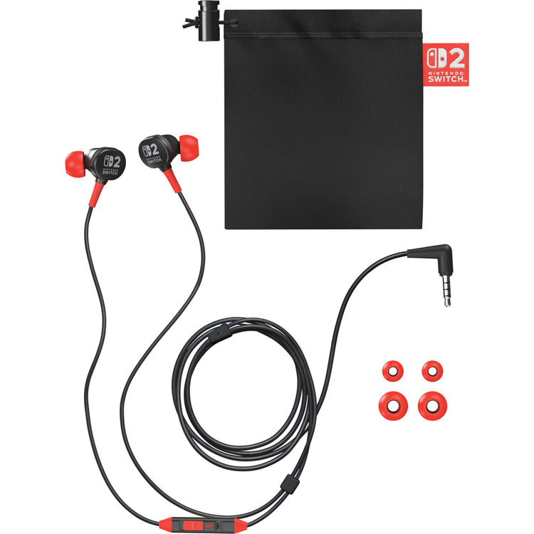 Écouteurs filaires Powera pour intra-auriculaires Nintendo Switch 2 (noir rouge, Nintendo Switch 2, Nintendo Switch, Nintendo Switch - modèle OLED, Nintendo Switch Lite)