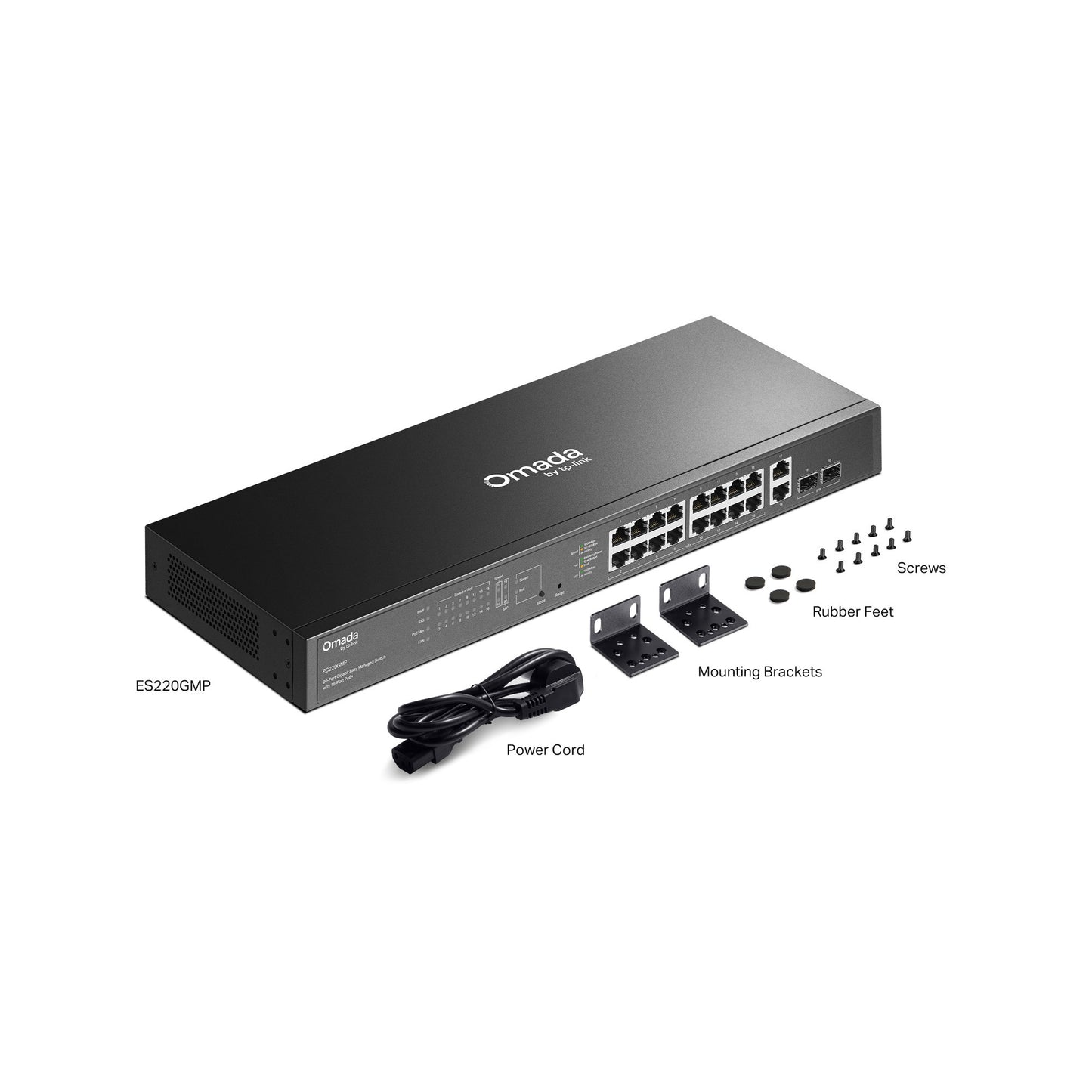 Tp-link omada es220gmp commutateur administrable gigabit easy 20 ports (noir, 16x poe+, 2x gigabit sfp)