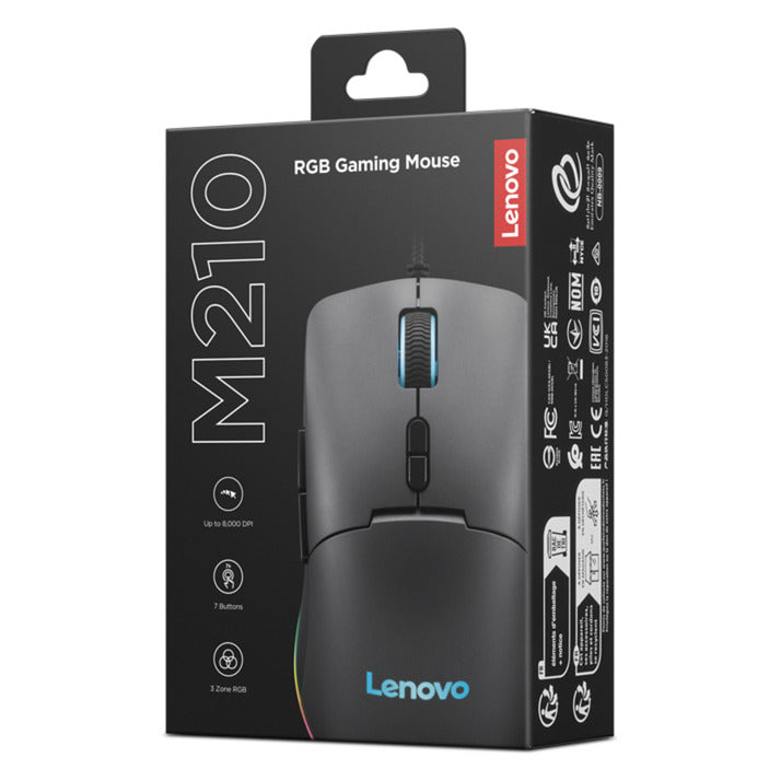 Souris de jeu Lenovo m210 RVB (noir, 8 000 dpi, RVB)