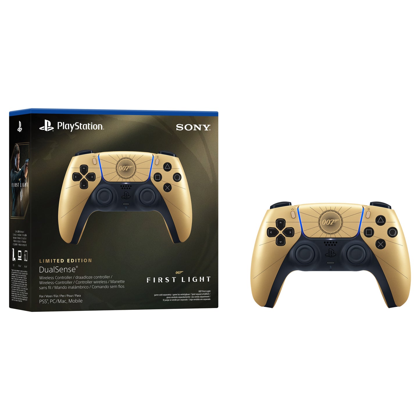 Manette sans fil Sony Interactive Entertainment Dualsense – Édition limitée 007 First Light (or noir, pour Playstation 5)
