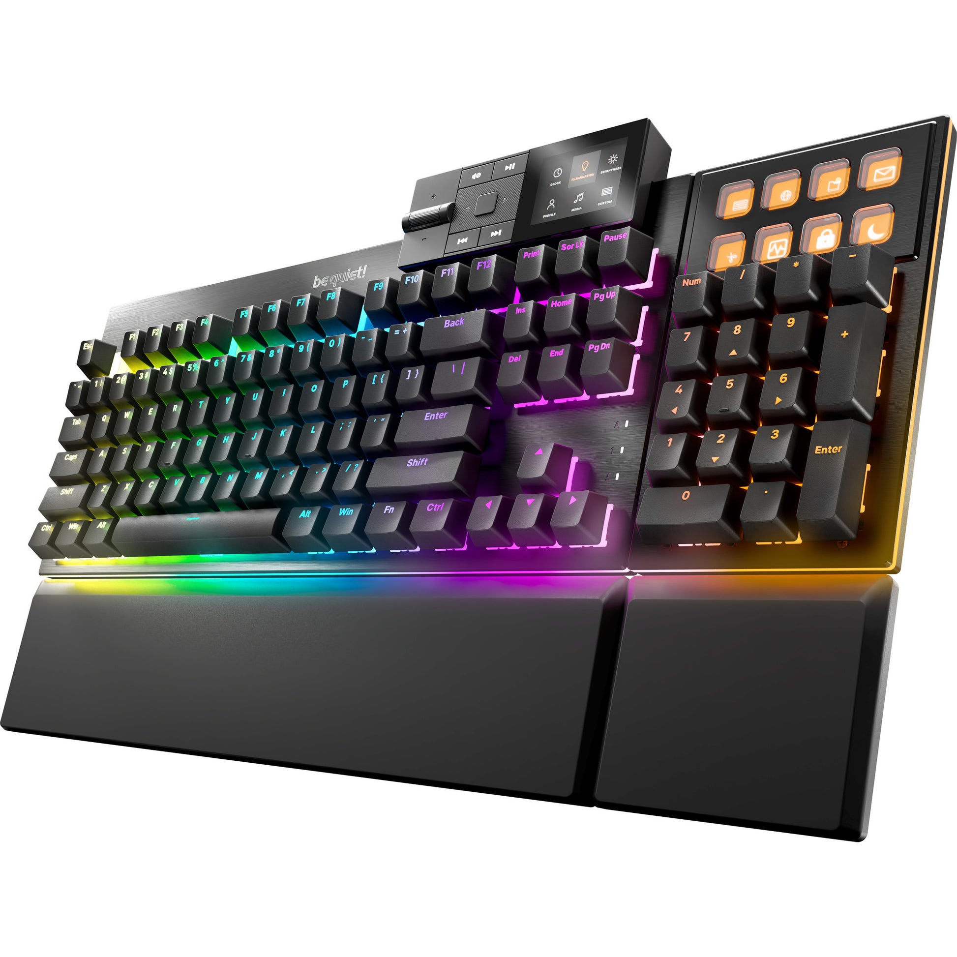 Soyez silencieux! Clavier de jeu mécanique RVB tactile silencieux à montage sombre (noir, disposition américaine (qwerty), tactile silencieux, 100 %, argb, touches pbt à double prise, station d'accueil multimédia)