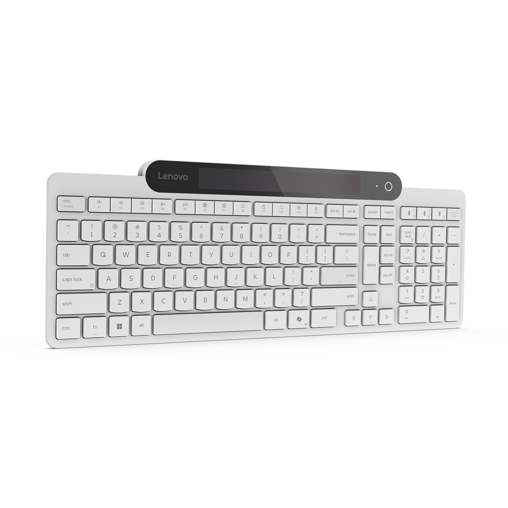 Clavier Bluetooth auto-rechargeable Lenovo 800 (blanc, disposition américaine (QWERTY), piston, 100 %, interrupteur à piston, Bluetooth 5.1, USB-C)