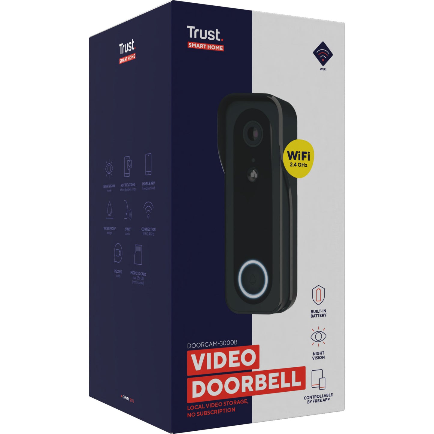 Trust doorcam-3000 caméra de sonnette WiFi intelligente (noir, WiFi 2,4 GHz)