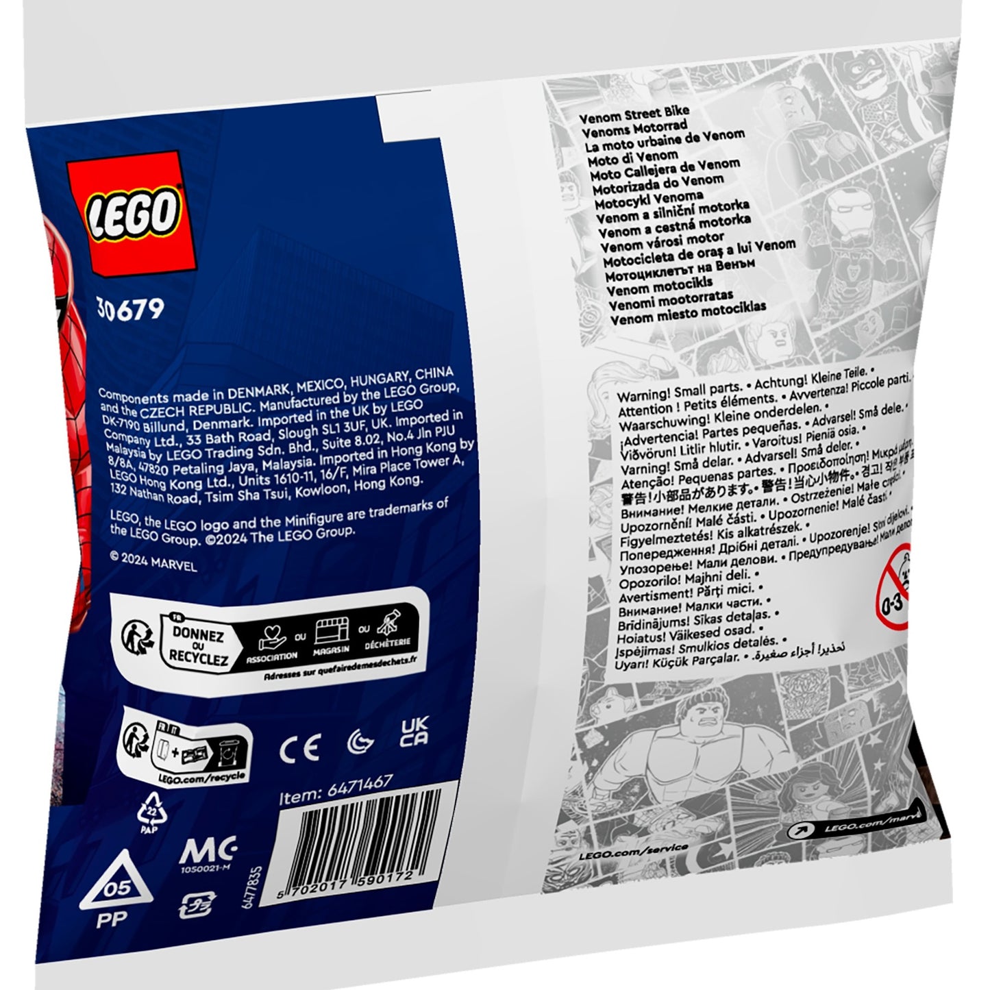 Lego Marvel - jouet de construction de vélo de rue Venom (30679)