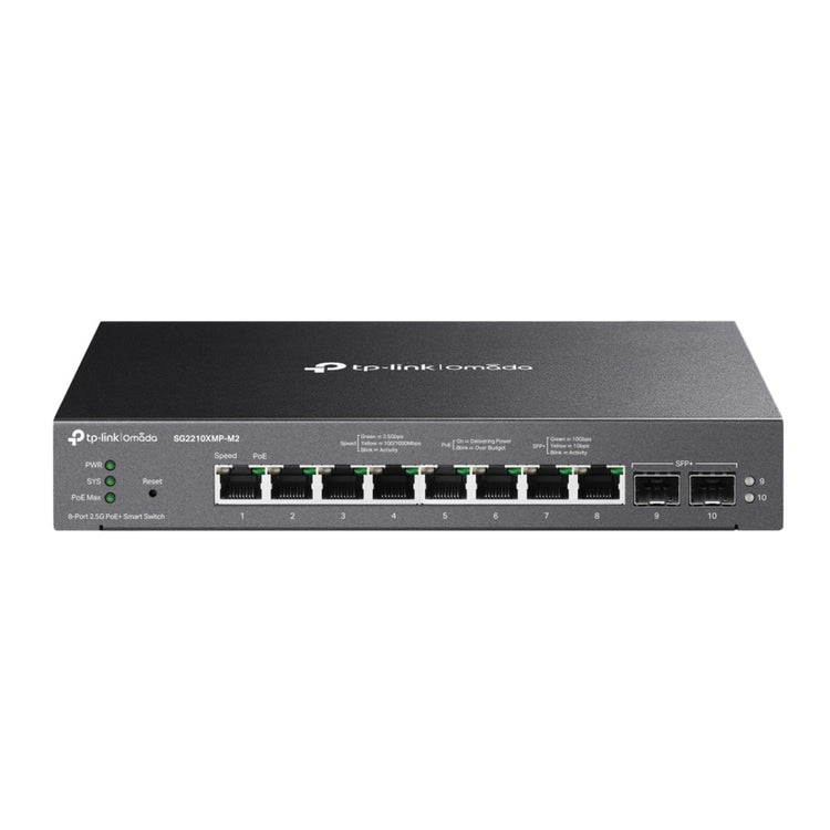 Commutateur intelligent tp-link omada sg2210xmp-m2 8 ports 2,5gbase-t (noir, 8x poe+, 2x 10ge sfp+)