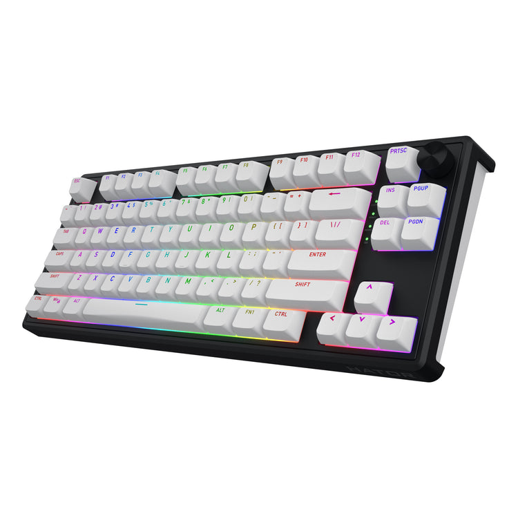 Hator skyfall sans fil, clavier de jeu (noir, disposition américaine, hator aurum citron, 80 % (tkl), RVB, ABS double injection, échange à chaud, Bluetooth USB-C 2,4 GHz)