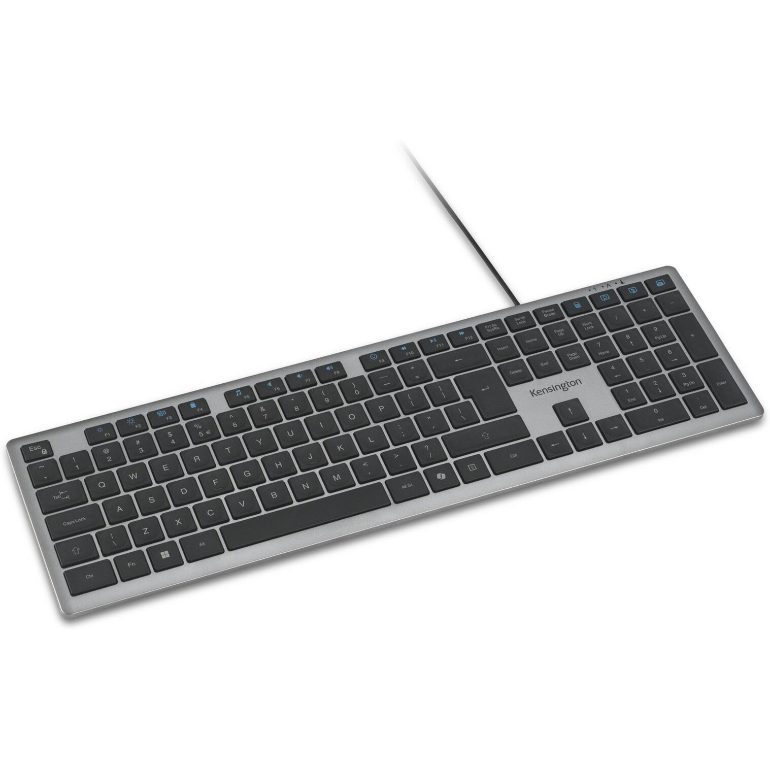 Kensington KB515 EQ USB-C Clavier filaire USB-A (gris, disposition internationale américaine (QWERTY), commutateurs à ciseaux, 100 %)