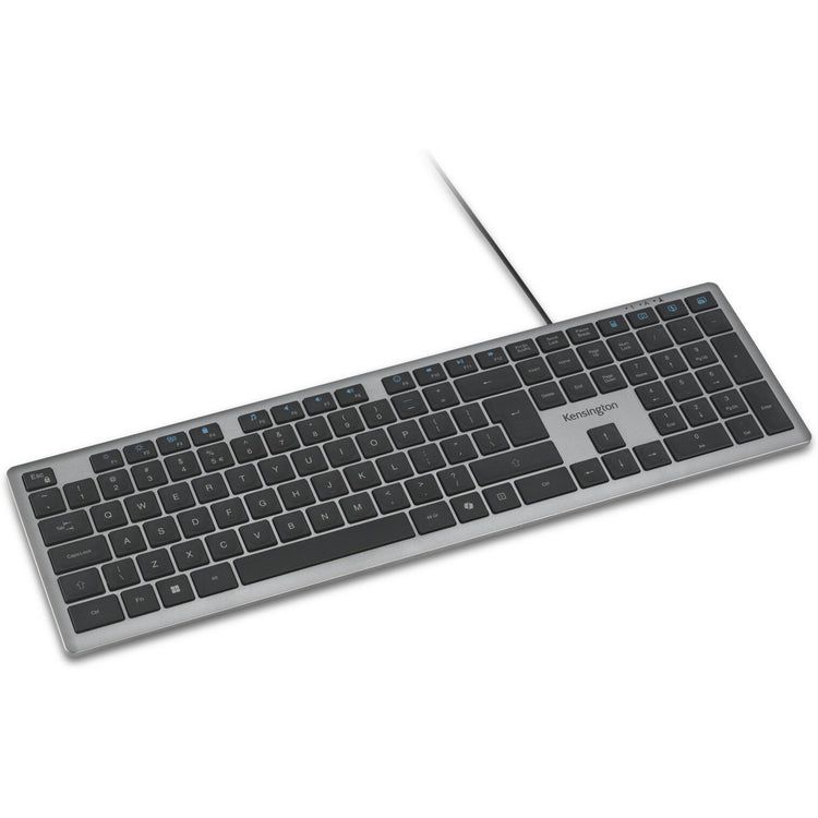 Kensington KB515 EQ USB-C Clavier filaire USB-A (gris, disposition internationale américaine (QWERTY), commutateurs à ciseaux, 100 %)
