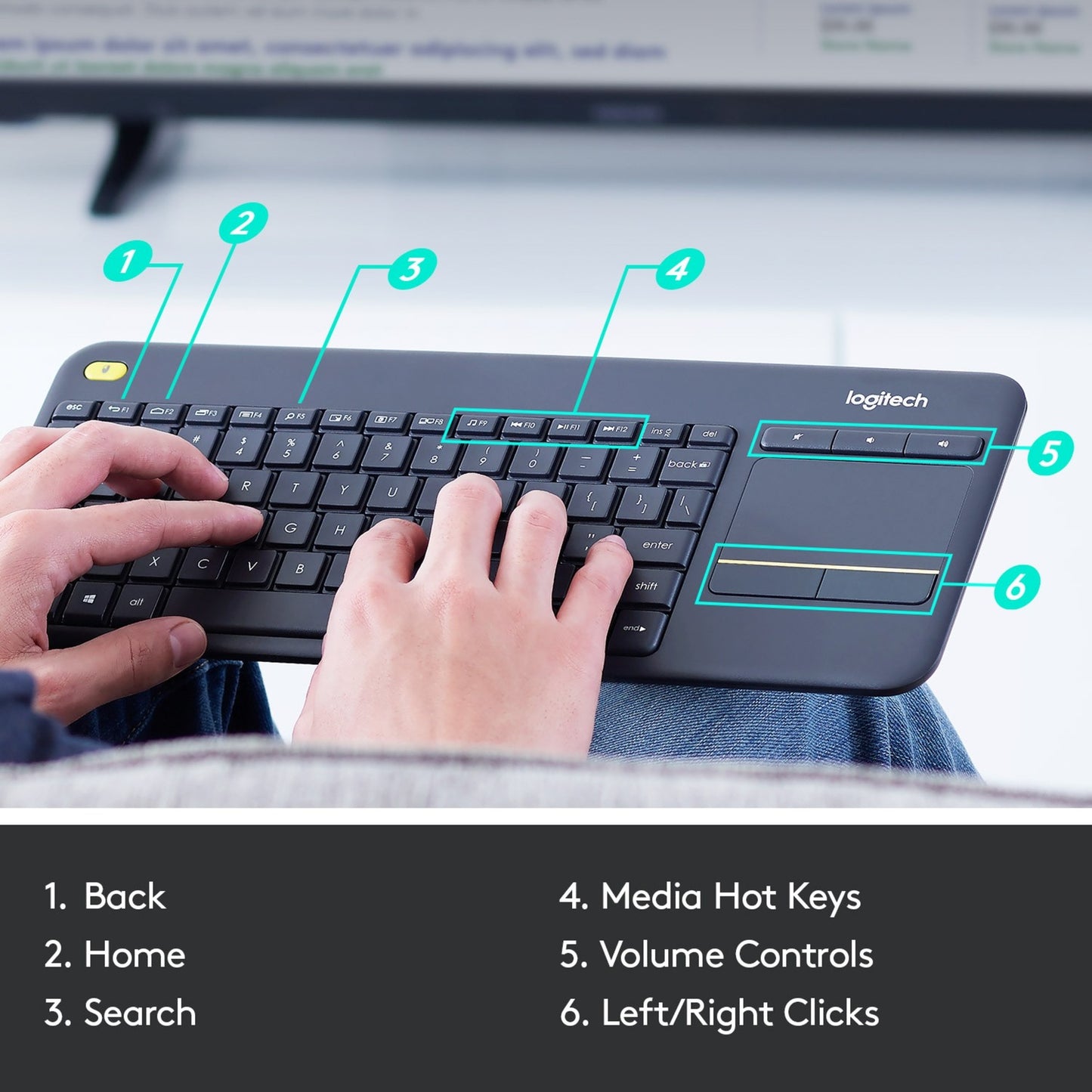 Logitech Wireless Touch Keyboard K400 Plus