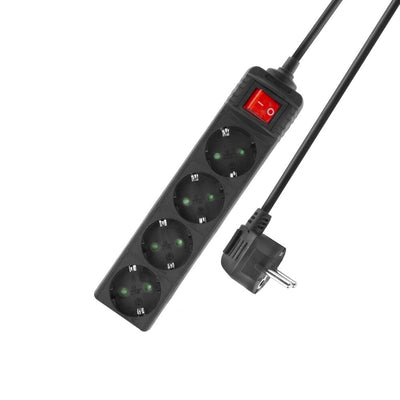 ACTION ACTIVE avec commutateur, 4 douilles, 2 m, noir