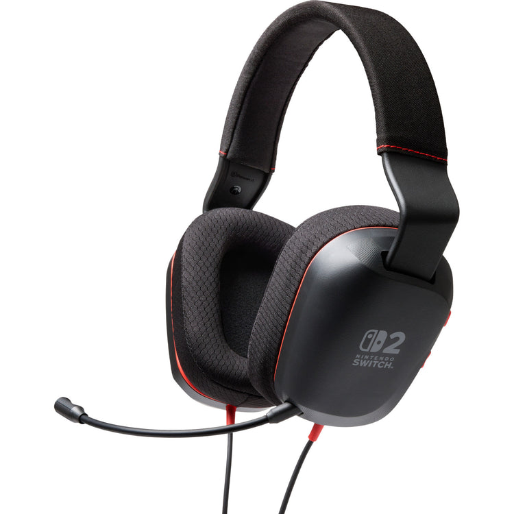 Casque stéréo filaire Powera pour casque de jeu supra-auriculaire Nintendo Switch 2 (noir rouge, Nintendo Switch 2, Nintendo Switch – modèle OLED, Nintendo Switch, Nintendo Switch Lite)