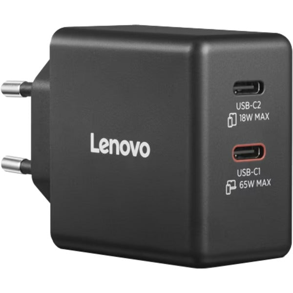 Lenovo double USB-C (65 W) gan (noir, 2x USB-C, alimentation)