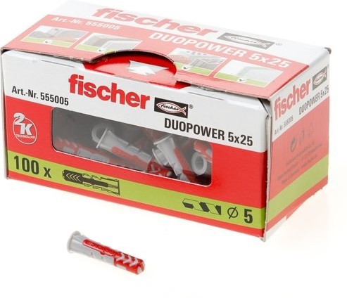 Fischer duopower 5x25 - 100 pièces - 535452