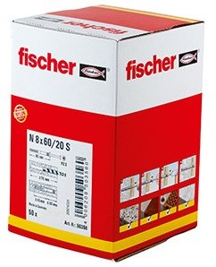 Bouchon à clou Fischer n 8x60 20 s (50) 50 pcs - 50356