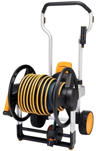 Fiskars enrouleur de tuyau manuel xl avec roues | y compris tuyau d'arrosage – 1062256