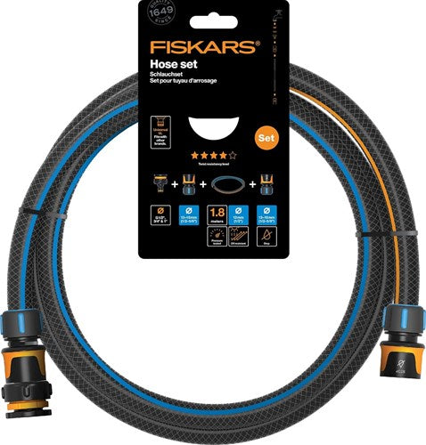 Fiskars jeu de tuyaux d'arrosage 13 mm (1 2 ) 1,8 m – 1057621