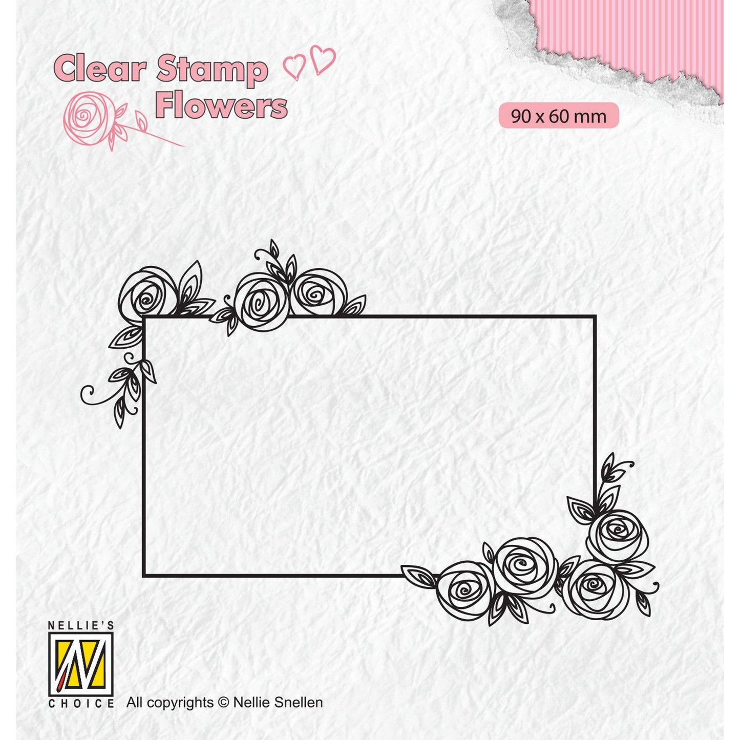 Le choix de Nellie • Tampons transparents fleurs, cadre rectangulaire avec roses