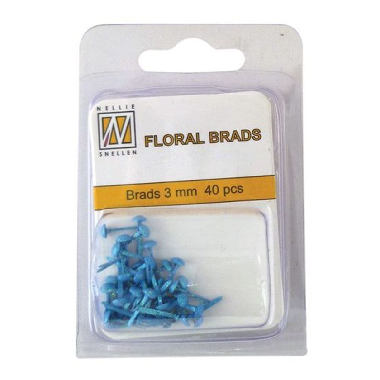 Le choix de Nellie • Attaches parisiennes à paillettes florales 3 mm. Paquet de 40 pièces bleu 305u