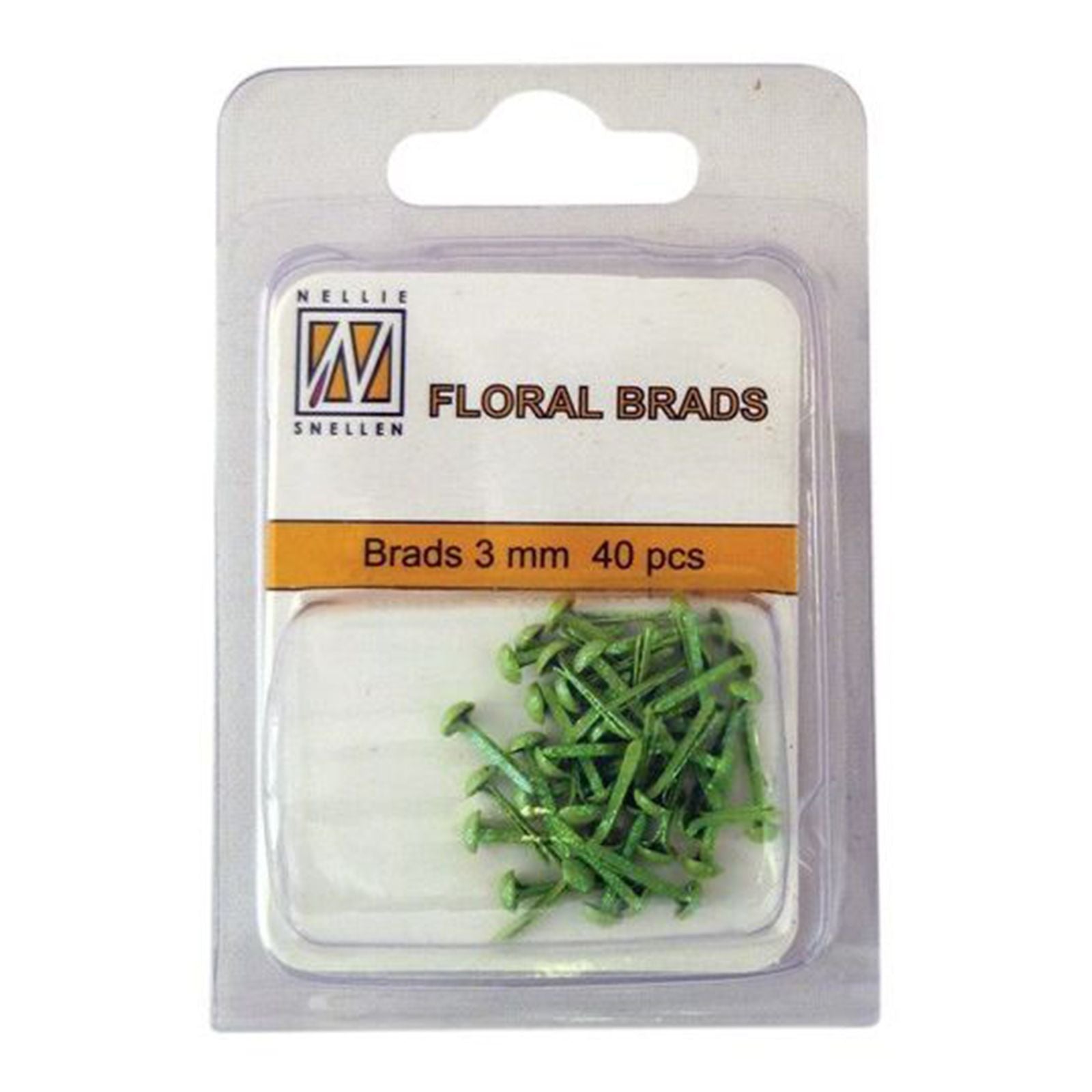 Le choix de Nellie • Attaches parisiennes à paillettes florales 3 mm. paquet de 40 pièces vert