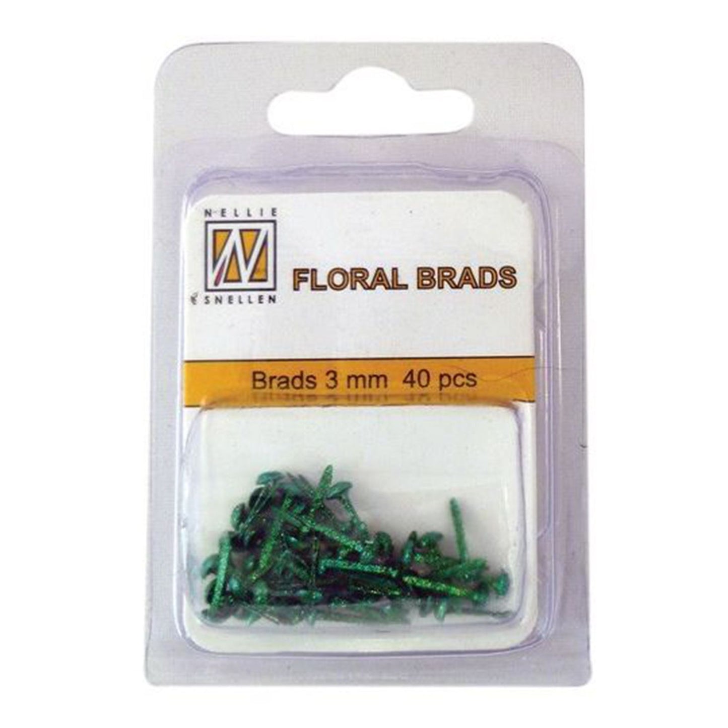 Le choix de Nellie • Attaches parisiennes à paillettes florales 3 mm. Paquet de 40 pièces bouteille verte 348h