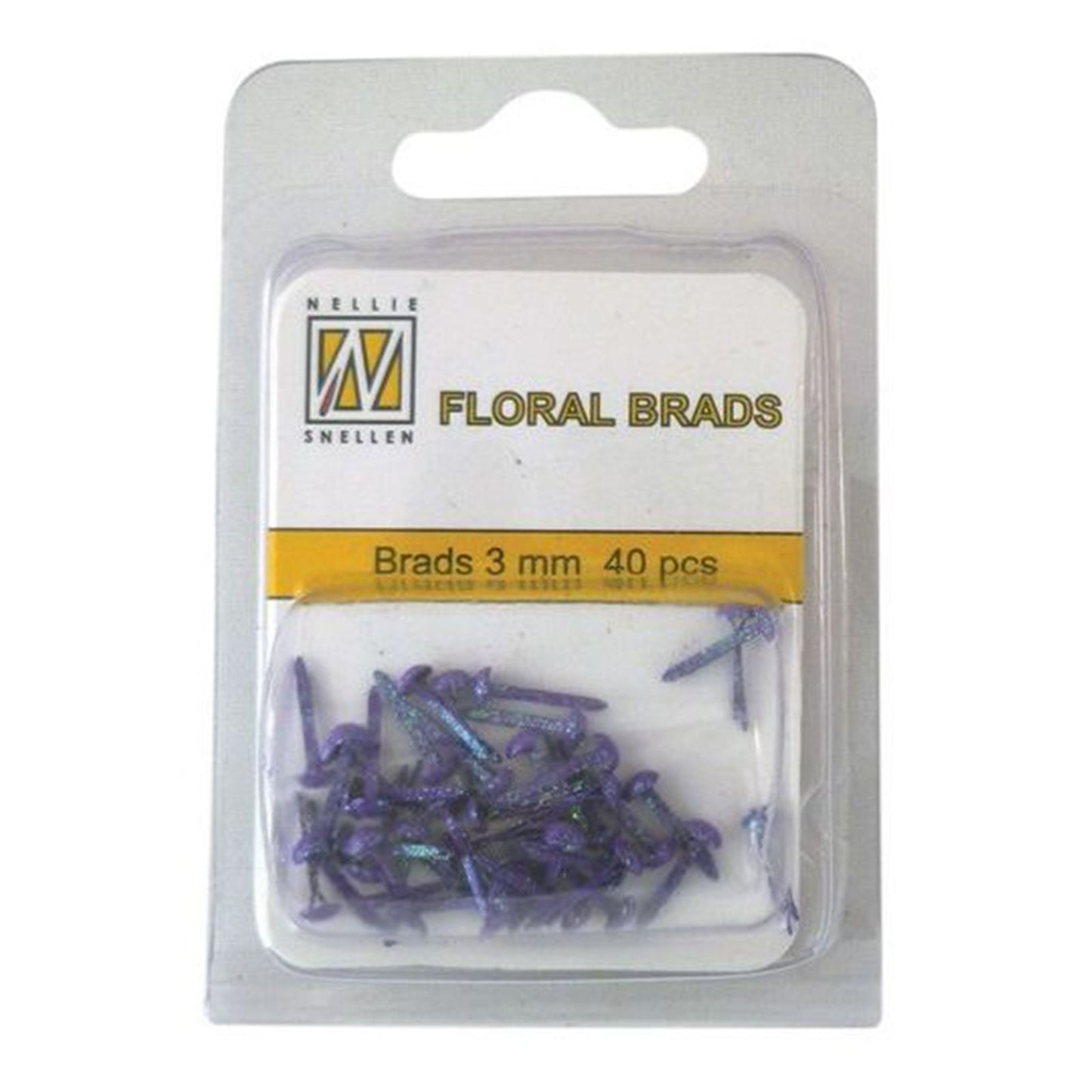 Le choix de Nellie • Attaches parisiennes à paillettes florales 3 mm. Paquet de 40 pièces violet