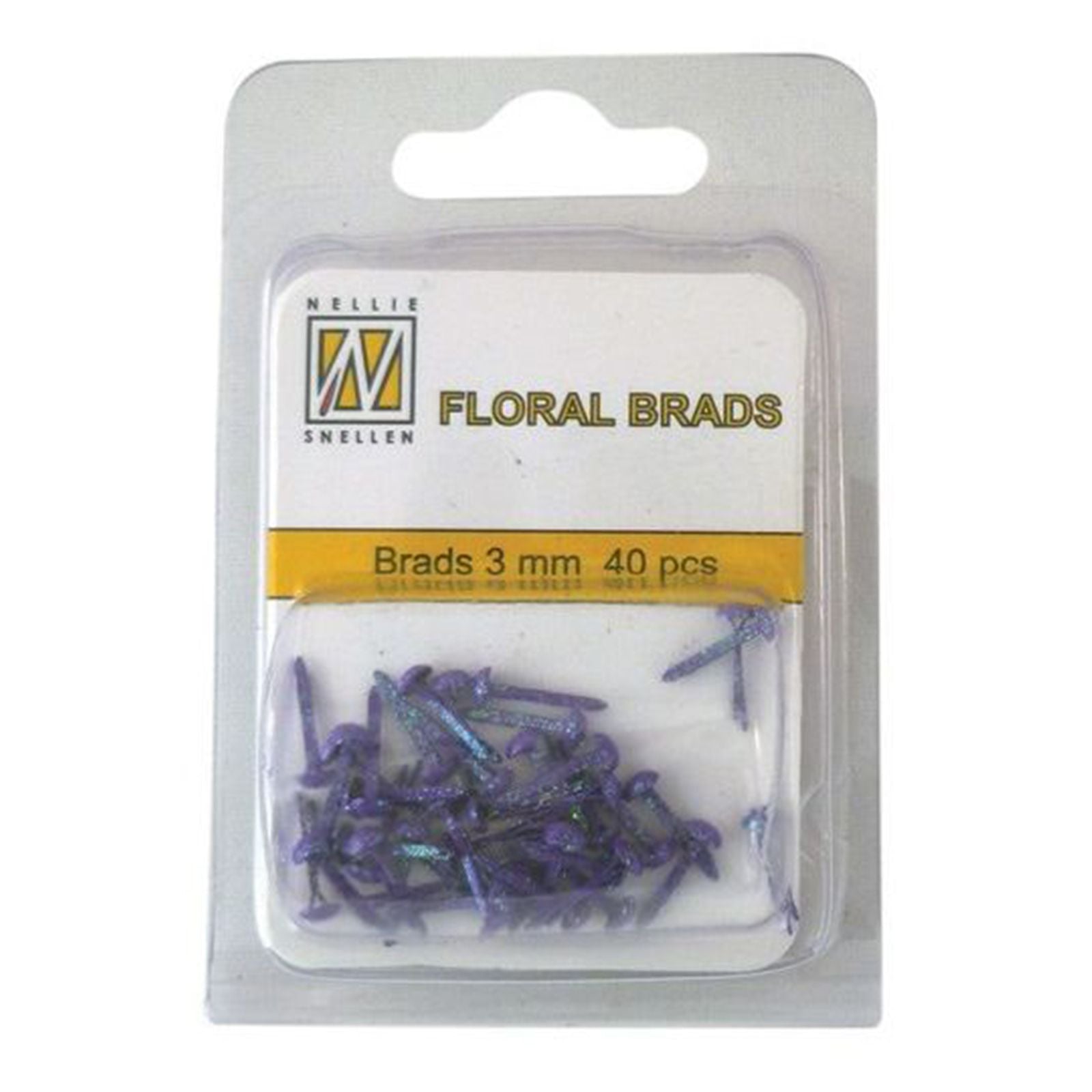 Le choix de Nellie • Attaches parisiennes à paillettes florales 3 mm. Paquet de 40 pièces violet